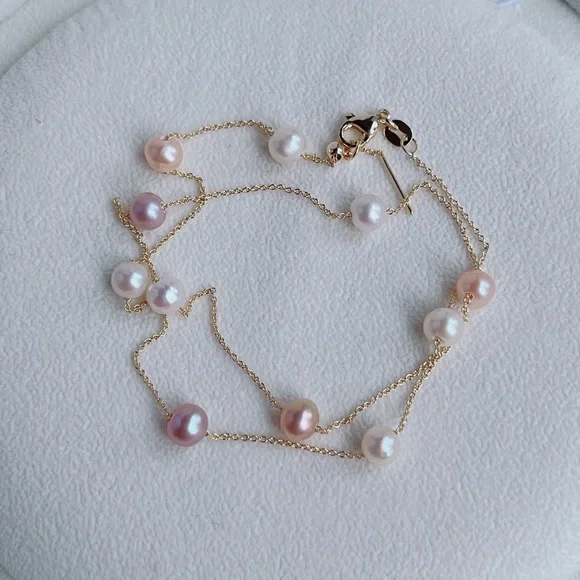 Black Friday Sale No 5 Handmade 14KGP Candy Color Freshwater Pearl Necklace - Picture 10 of 10